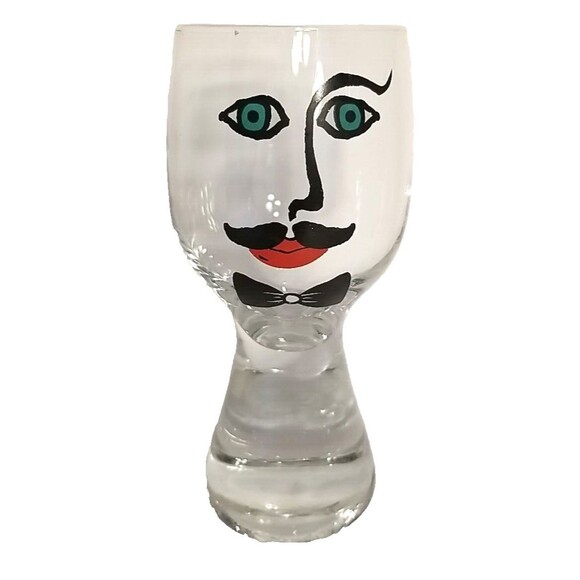 VTG Kosta Boda Sea Glasbruk Mans Face Mid Century Modern Barware Glass MCM - Picture 1 of 8